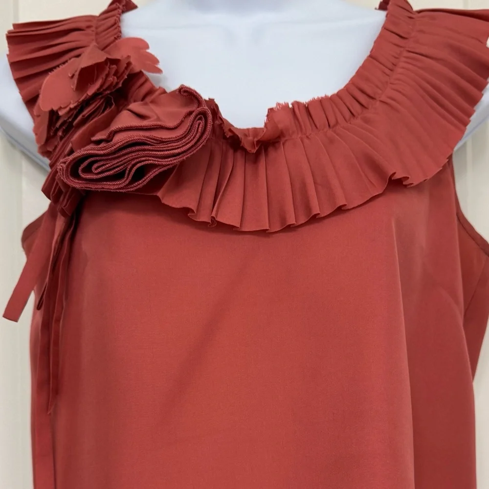 J. Crew Ruffle Collar Sleeveless Silk Blouse 0